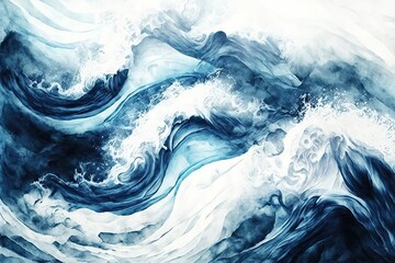 texture de fond marin et vagues d'eau, ambiance d'océan bleu et blanc - obrazy, fototapety, plakaty