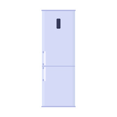 Large two chamber refrigerator with a compartment for food storage and a freezer. Electronic appliances for home vector illustration. Household, technology, interior concept