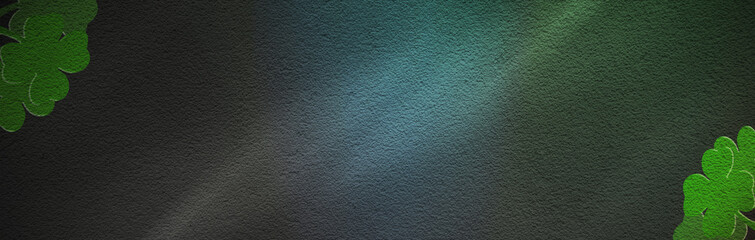 St Patricks day backdrop. Shamrocks over a dark background.