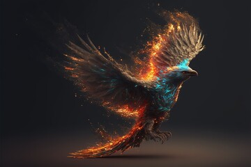 Fantastic phoenix in fire Generative AI - obrazy, fototapety, plakaty