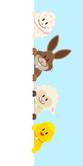 Osterei, Schaf, Osterhase & Küken Banner Vertikal Himmel