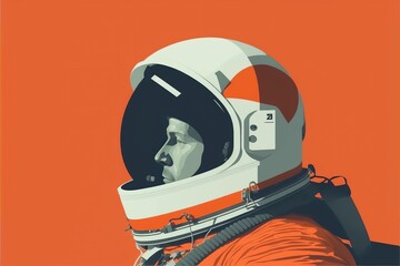 Astronaut in spacesuit flat illustration created with Generative AI technology