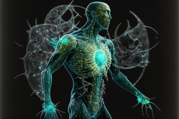 bioluminescant monster character design created with Generative AI technology