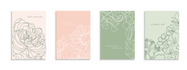 Set of delicate floral covers, templates, placards, brochures, banners, flyers and etc. Color outlite hand drawn backgrounds, postcards, posters, invitation, tags. Beautiful cards with drawing flowers