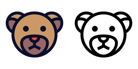 Bear Head. Color and Line Icons