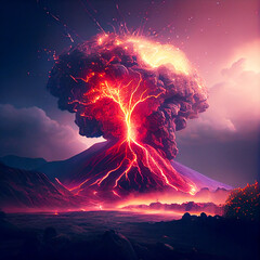 Eruption of vulcano, created with Generative AI technology.