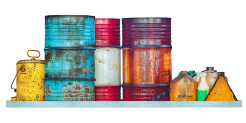 Assortment of chemical waste barrels and containers - 563977700