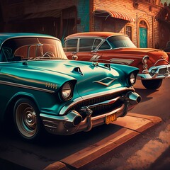 Obraz na płótnie Canvas vintage car on the street