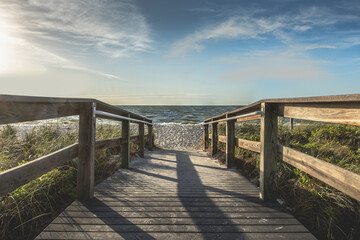 Boardwalk to the beach on Sanibal Island, Florida