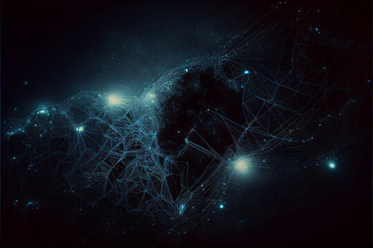 abstract picture of the technology, dark scene with light webs, generative AI