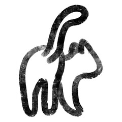 猫のアイコン、手描き線画、ポーズ①