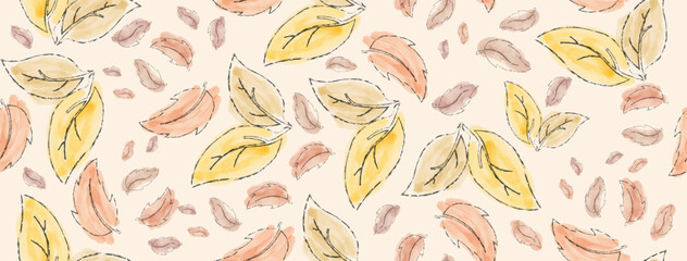 Seamless pattern with autumn leaves. Illustration for creative design, simple backgrounds, textiles, banners and textures.