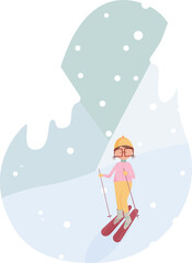 Obraz na płótnie Canvas Girl skiing in the mountains