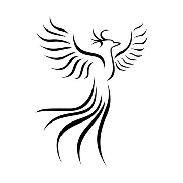 phoenix silhouette design. fire bird in mythology.