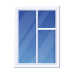 Window with frame. Glass window on wall of building. Cartoon classic element of house exterior isolated white. Architecture, facade concept