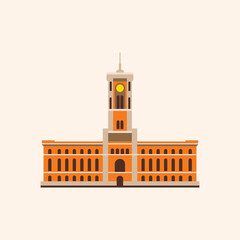 Rotes Rathaus, the town hall of Berlin. Flat illustration.