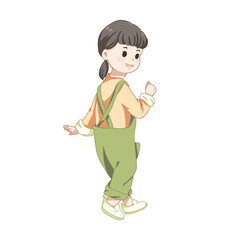 Cute girl smile and happy. character hand drawn cartoon