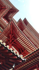 Fototapeta na wymiar red traditional temple building for worship