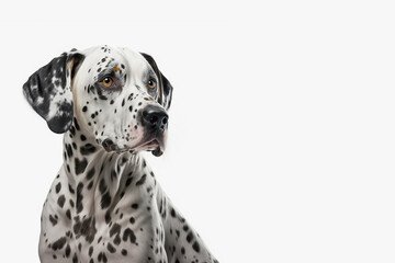 Headshot of a dalmatian with white background, Generative AI
