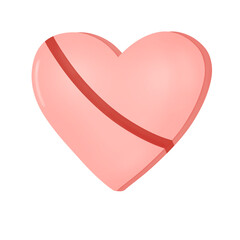 Pink Valentine’s Day chocolate box with ribbon