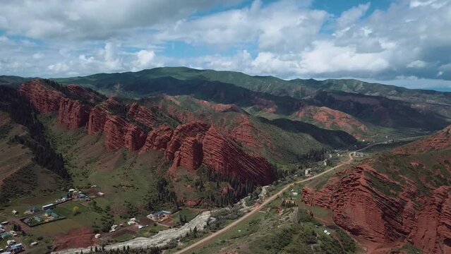 Nature And Rocks Of Jety Oguz In Kyrgyzstan, Aerial View