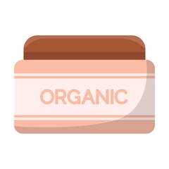 Organic product for skincare flat vector illustration. Drawing of jar of natural cream isolated on white background. Skin care, cosmetics, beauty concept