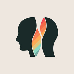 Concept of creativity, open mind. Human head with colorful background. Vector illustration, EPS 10 - 563983997