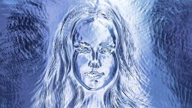 Woman goddess. Young attractive woman coated in metallic silver paint, Loop Animation