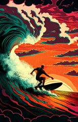 surfing on the waves