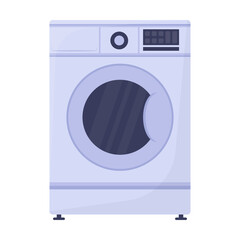 Modern washing machine for washing dirty linen with the function of drying and steam. Electronic appliances for home vector illustration. Household, technology, interior concept