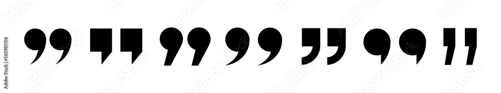 Poster set of quote mark. quotes vector icon collection. talk bubble speech icon. quotation signs isolated 