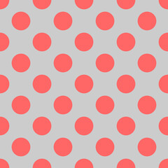 Tile vector pattern with pink polka dots on grey background