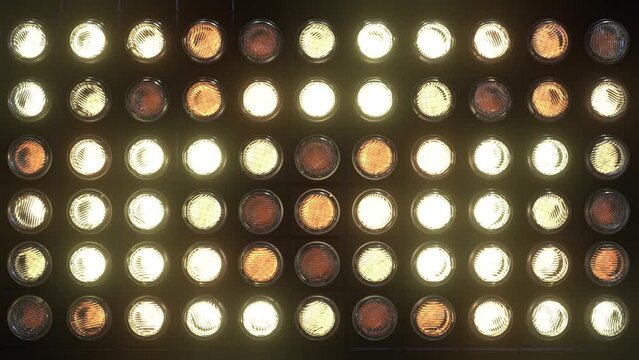 Seamless 4K animation of a realistic wall blinder, the glow moves left and right every single line. 3D render.