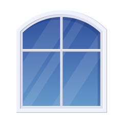 Window with frame. Window on wall of building. Classic element of house exterior isolated white. Architecture concept