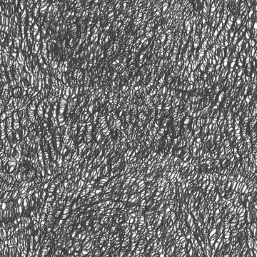 Seamless pattern with gray graphite pencil hatching. Black and white  hand drawn texture. Dense spiral texture. Circle strokes. Grunge pattern with uniform scribbles