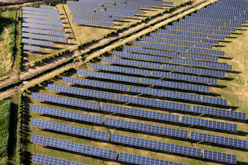 Obraz premium Aerial photographic documentation of a solar panel plant