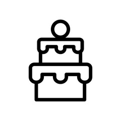 Birthday cake icon line isolated on white background. Black flat thin icon on modern outline style. Linear symbol and editable stroke. Simple and pixel perfect stroke vector illustration