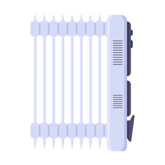 Metal oil heater to maintain a comfortable indoor temperature during the cold season. Electronic appliances for home vector illustration. Household, technology, interior concept