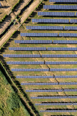 Aerial photographic documentation of a solar panel plant