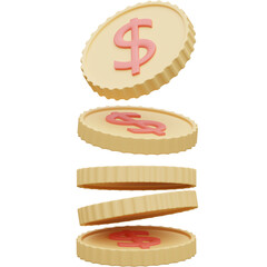 Golden pound coins dollar 3d icon 
