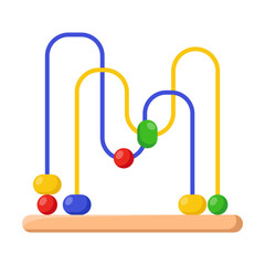 Montessori toy. Geometric toy from wood for babies in kindergarten, puzzles and block sorters on white background. Education, childhood concept