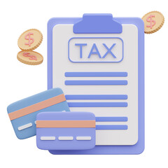 Taxes bill and credit card 3d icon 