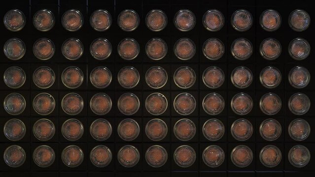 Seamless 4K animation of a realistic wall blinder, glow - 60 second countdown. 3D render.