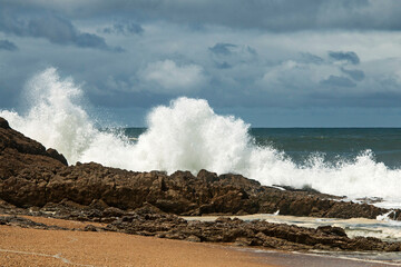 Nazaré Beach, fishing village on the Atlantic coast of Portugal