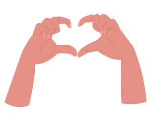 Fototapeta premium Male hands making a heart shape with fingers. Vector isolated flat illustration.