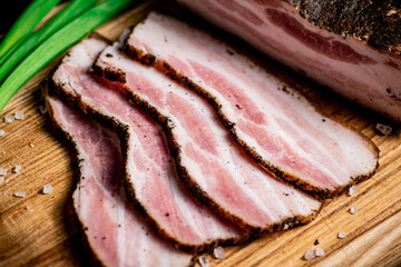 Delicious homemade lard on a cutting board.