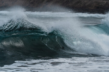 Naklejka premium close up. strong waves in Telde. Gran Canaria. Canary Islands