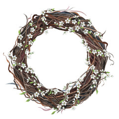 Easter wreath of twigs. Digital illustration - 563989390