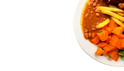 Partial side view of Typical and colorful Brazilian meal 
called 