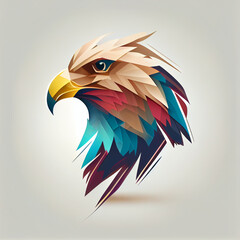 3D origami bird face, eagle